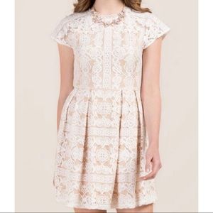 Zoey Open Back Solid Lace A-Line Dress